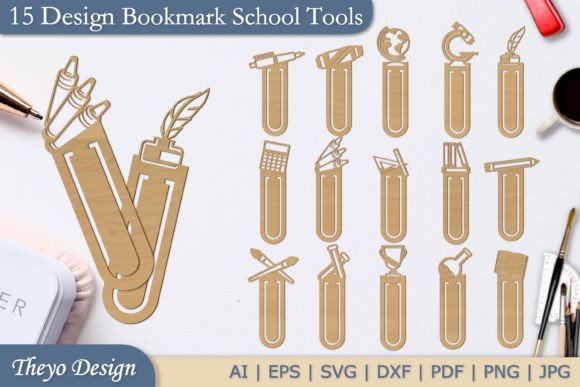 15 Design School Tools Bookmark LaserCut