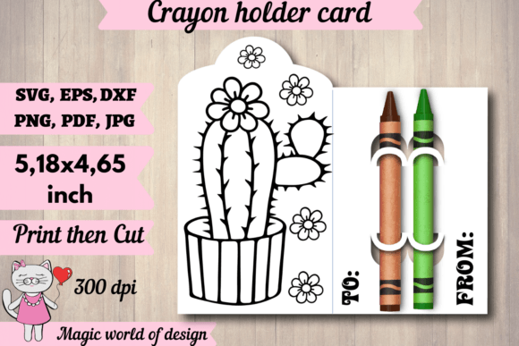 Cactus Coloring Card Holder Svg, Party F