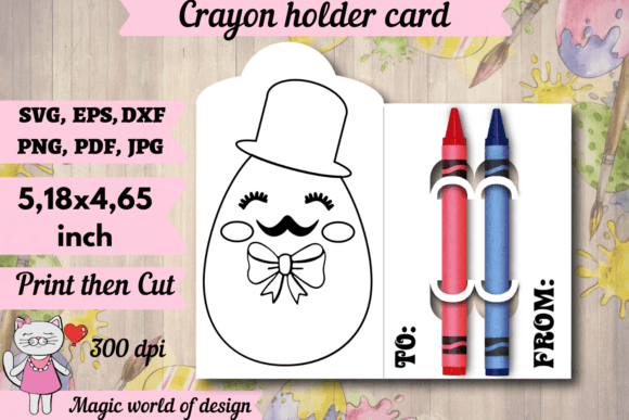 Easter Egg Man Crayon Holder Card Svg