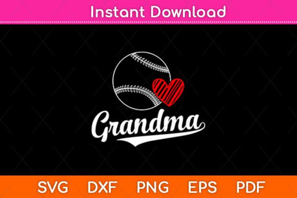 Funny Heart Baseball Grandma Svg Design