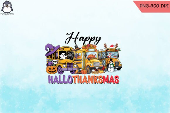 Happy Hallothanksmas School Bus PNG