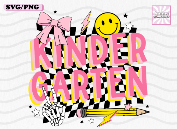 Kindergarten Retro School Girl Coquette Graphics & Crafts