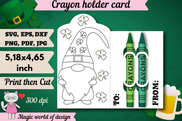 Leprechaun Gnome Coloring Card Svg: Graphics and Crafts for St Patrick’s Day