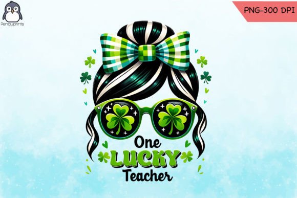 Messy Bun Lucky Teacher PNG