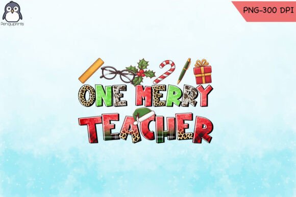 One Merry Teacher Sublimation PNG: A Versatile Graphic for Crafts and Merch