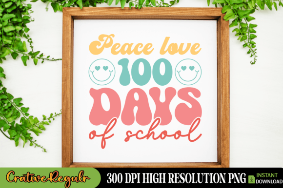 Peace Love 100 Days of School: A Vibrant Graphic Design Asset for Content Creators