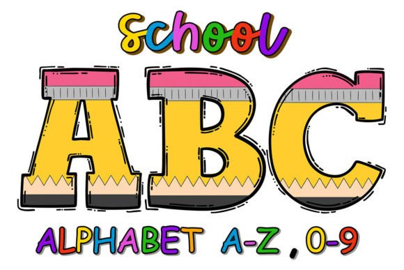 Pencil School Alphabet Letters and Numbers