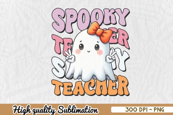 Retro Halloween Spooky Teacher PNG