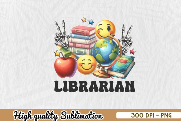 Retro School Librarian Sublimation PNG