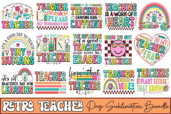 Retro Teacher PNG Sublimation Bundle