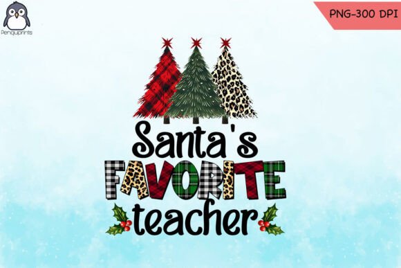 Santa’s Favorite Teacher Plaid PNG: Graphics and Crafts