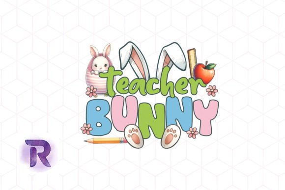 Teacher Bunny PNG Retro Easter Design