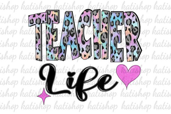 Teacher Life Leopard Glitter Sublimation Graphics