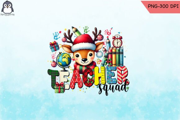 Teacher Squad Reindeer Buffalo Plaid PNG for Crafts and Graphics
